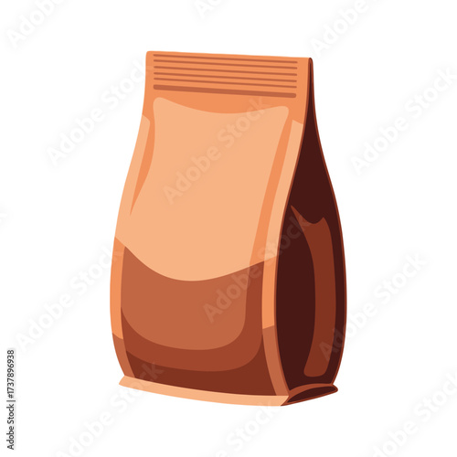 Brown paper bag for packaging products on a white background, studio shot illustration