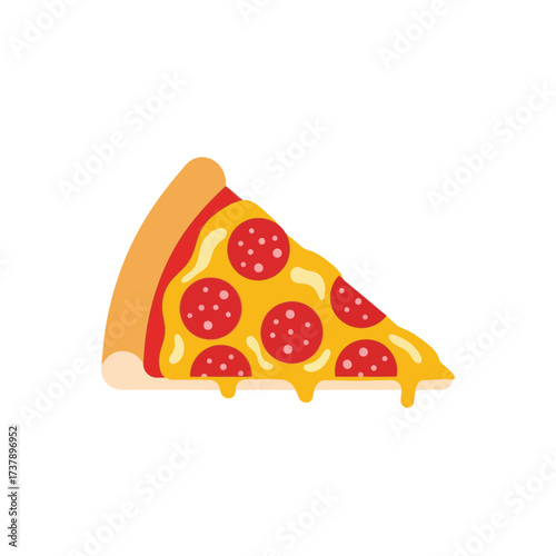 Delicious Slice Pepperoni Pizza Icon with Dripping Cheese for Food Illustrations