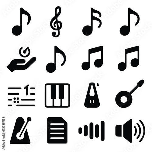 Music and sound icons, vector illustration