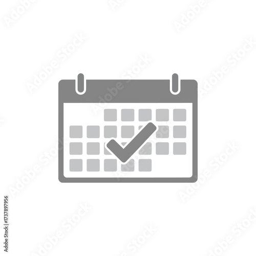 Calendar with check mark icon, denoting scheduled events, appointments, or completed tasks. Vector design