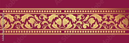 Golden Foliage Ornamentation on a Burgundy Background An Elegant Design