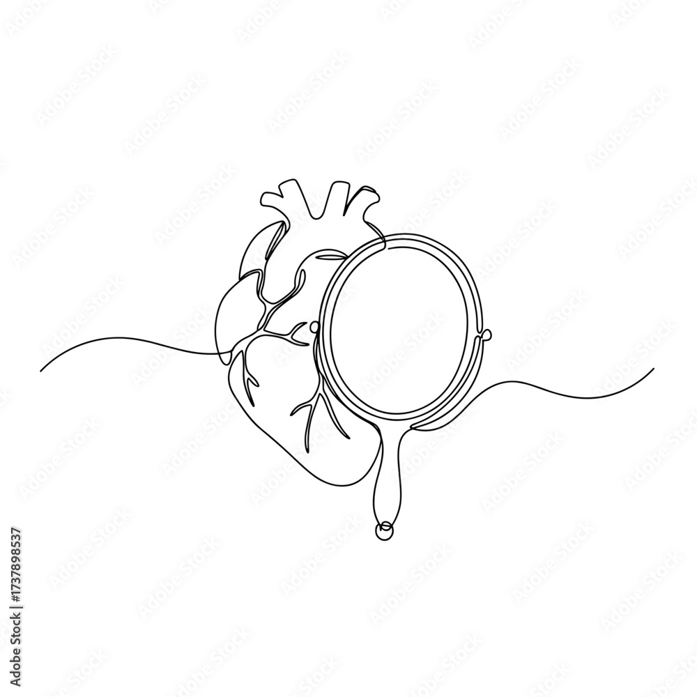 Obraz premium Artistic illustration of a heart with a mirror reflection 