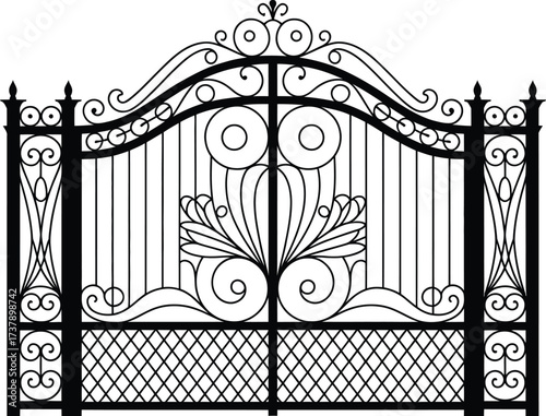 Intricate Black and White Architectural Gate Design for Elegant Entrances