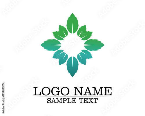 Tree leaf vector logo design, eco-friendly concept.