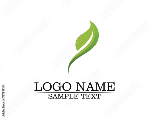 Tree leaf vector logo design, eco-friendly concept.