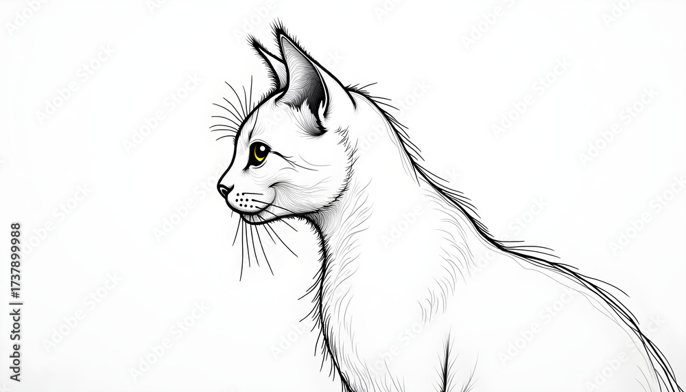 Obraz premium Minimal Cat Profile Continuous Line Drawing