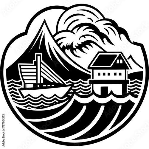 Vector illustration of a cartoon house or cottage icon with a roof and window, a perfect symbol for home or real estate business design