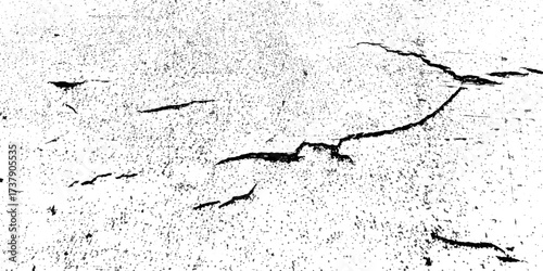 Crack and scratched grunge dust wall urban background texture vector. crack cement wall texture. black textured grainy cracked ground lines isolated on white. distressed overlay grainy texture.