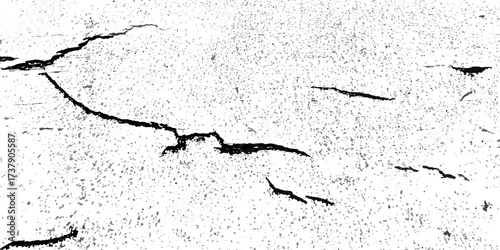 Crack and scratched grunge dust wall urban background texture vector. crack cement wall texture. black textured grainy cracked ground lines isolated on white. distressed overlay grainy texture.