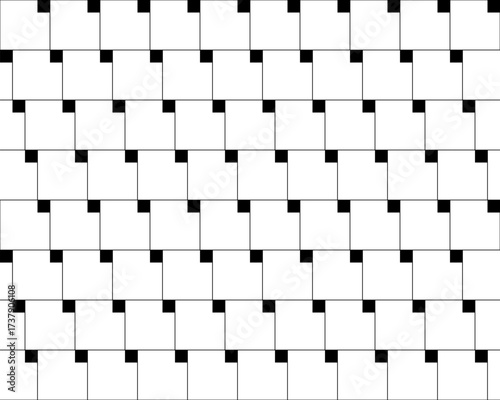 Grid of white and black squares. Seamless pattern with editable stroke, convenient for editing. Line thickness can be changed. Texture, background, convenient for coloring.
