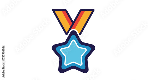 Vibrant star award emblem, symbolizing success, recognition, achievement and excellence through