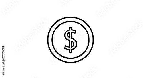 A simple line drawing of a coin with a dollar sign symbol in the center.
