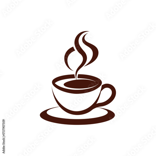 Steaming coffee cup on saucer illustration on transparent background