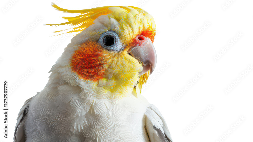 Fototapeta premium Highly detailed colorful cockatoo bird with a vibrant orange and yellow.png