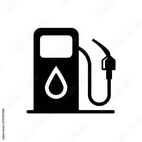 Illustration of a black gas station pump on transparent background