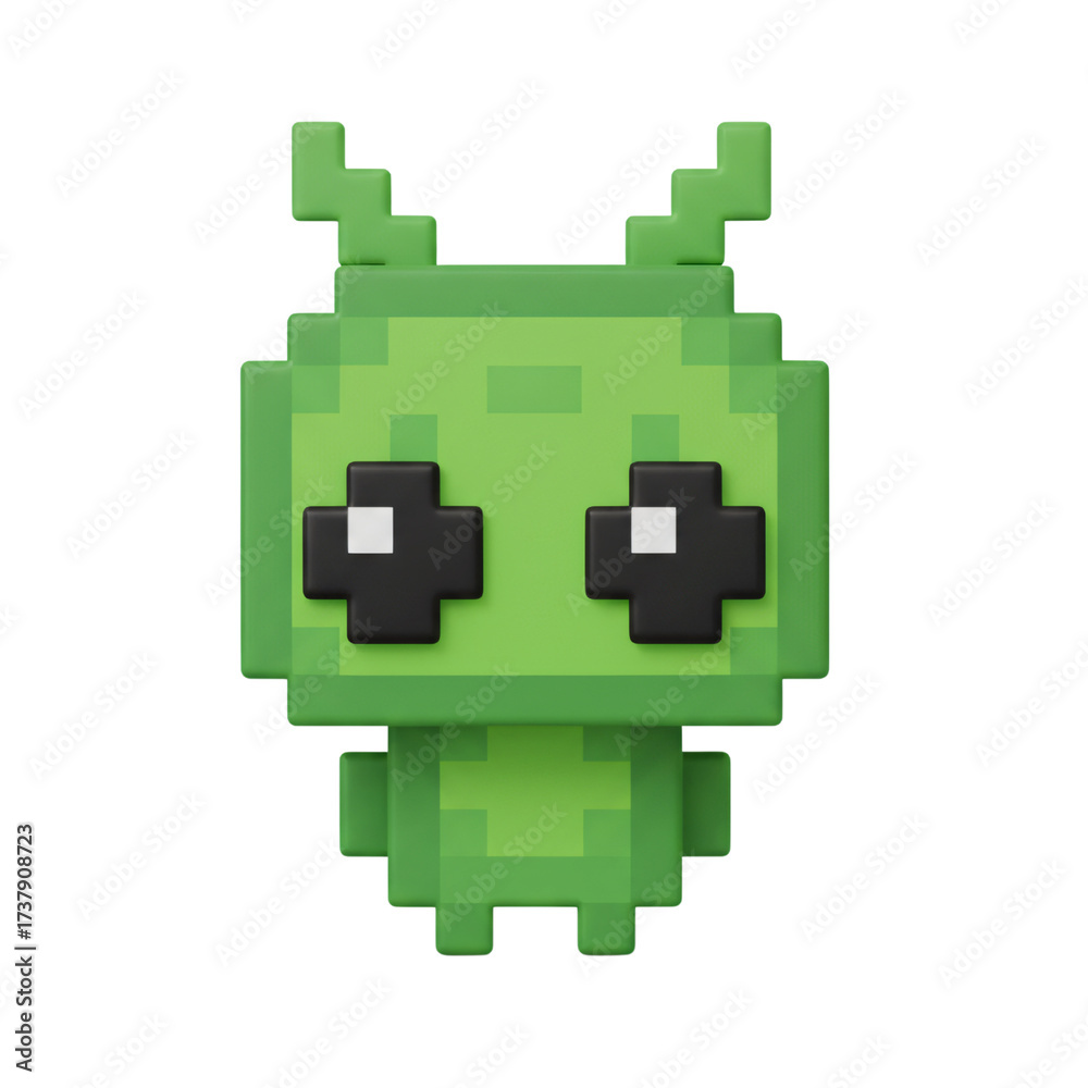 Fototapeta premium Cute green pixel art bug character