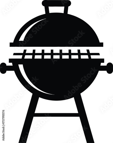 Classic black and white icon of a barbecue grill