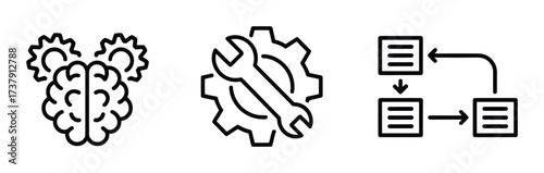 Brain gear and automation workflow icon vector illustration