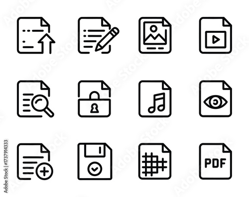 File Types Digital Media Icons Vector Design