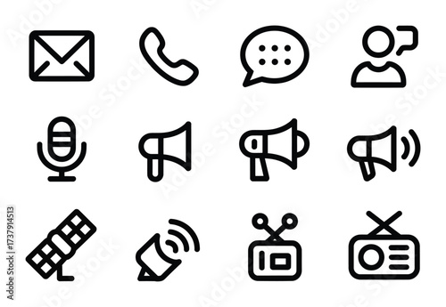Communication Media Icons Vector Illustration