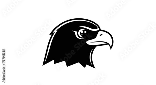 Stylized black eagle head profile looking right flat illustration