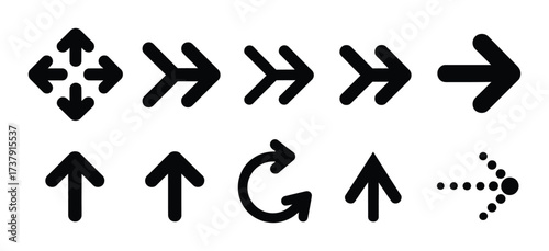 Expand and forward arrow icons set rotate navigation pointer direction