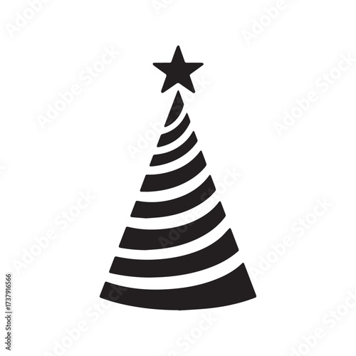 Elegant Silhouette Festival Decoration with Spiral Tree and Star Top Centered.