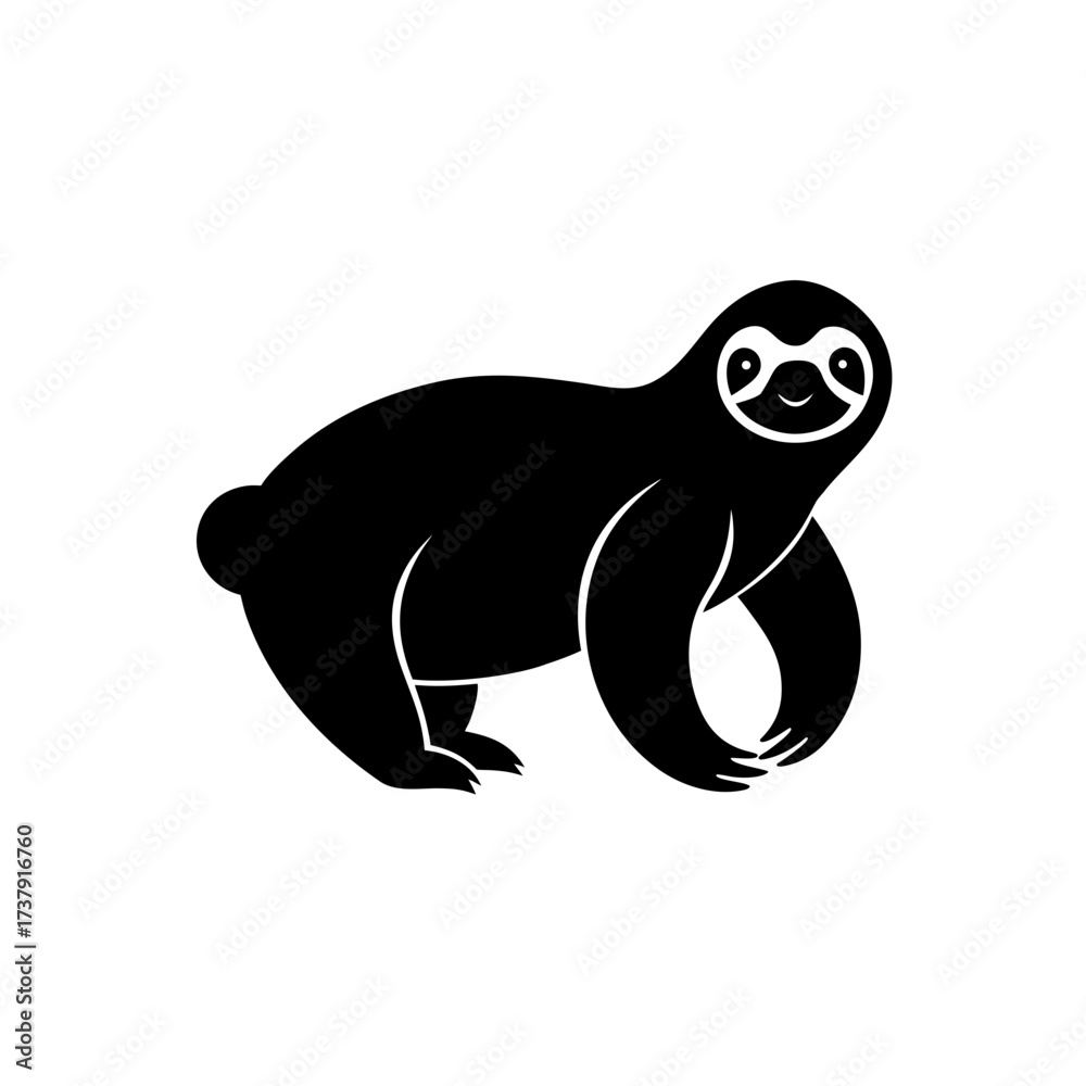 Obraz premium Black sloth vector icon