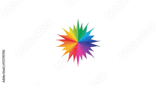 A vibrant and dynamic rainbow starburst design radiating energy and artistic expression
