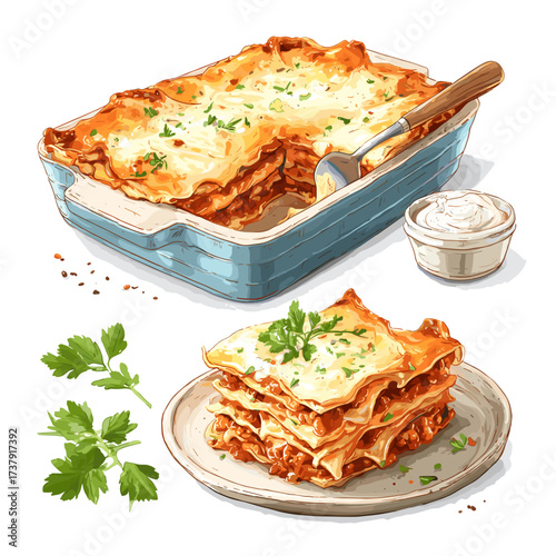 Homemade Lasagna with Cheese Layers and Meat Sauce