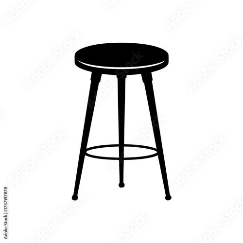 Vector illustration of a black bar stool