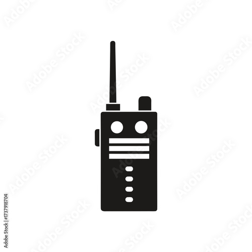 Illustration of a black walkie talkie icon on transparent background