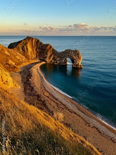 Foto Durdle Door Arch at Sunset on the Jurassic Coast, Dorset, England