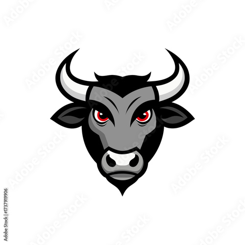 Illustration of a fierce bull head mascot on transparent background
