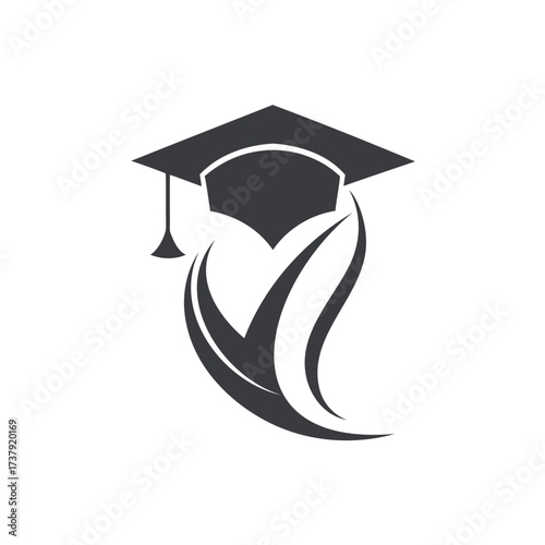 Graduation cap with growing leaves symbolizing education growth