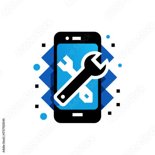 Smartphone repair service icon illustration on transparent background