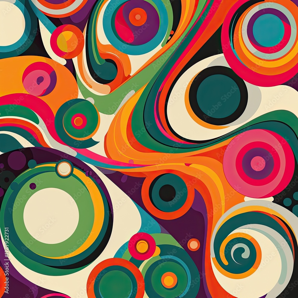 Fototapeta premium Abstract groovy swirl pattern background graphic design for retro themed projects