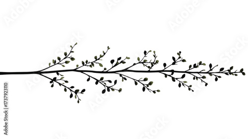Dark tree branch with small green leaves vector