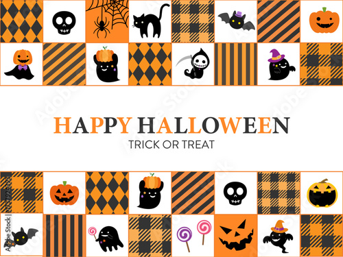 ハロウィンのカードイラスト ( 背景 フレーム 見出し ハロウィーン タイトル チラシ 秋 セール )