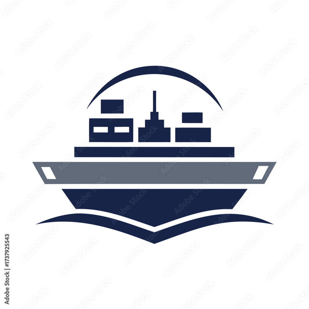 Fototapeta premium Modern cargo ship silhouette with abstract wave design