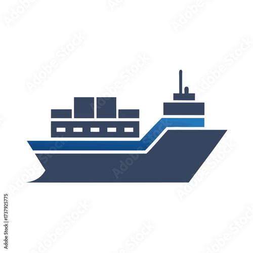 Modern cargo ship icon for shipping and logistics