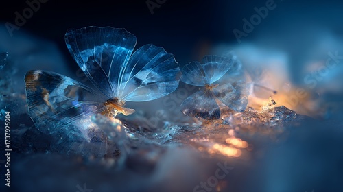 Luminous Butterflies Trapped Inside Frozen Ice Sur - Alternative View