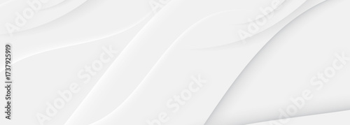 3D white geometric abstract background overlap layer on bright space with waves decoration. Minimalist modern graphic design element cutout style concept for banner, flyer, card, or brochure cover