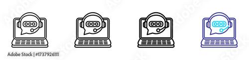  Virtual assistant icon with clean line variations, two-tone headset, microphone, and AI circuit brain. Symbolizes conversational AI, smart support, and voice interaction technology