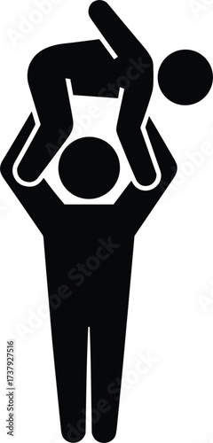 Father Carrying Child On Shoulders Icon Black Silhouette Keywords: father, child, carrying