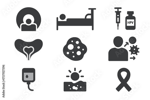 Health care symbols representing various medical practices and treatments