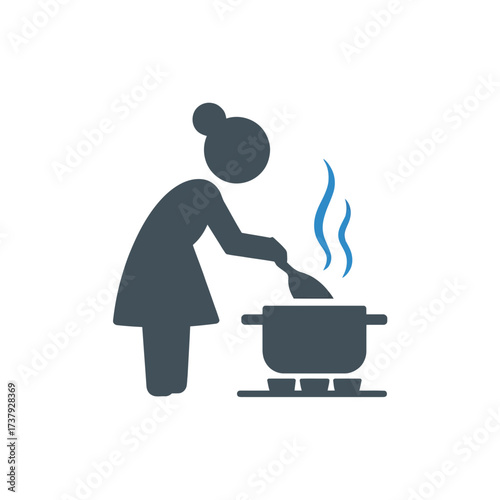 A mother cooks food in a pot on the stove a beautiful moment of family care and nourishment