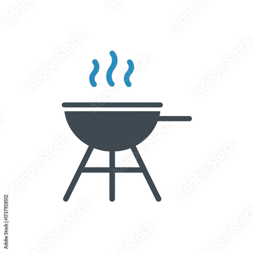 Barbecue grill with smoke perfect for summer, cooking, and outdoor designs and illustrations