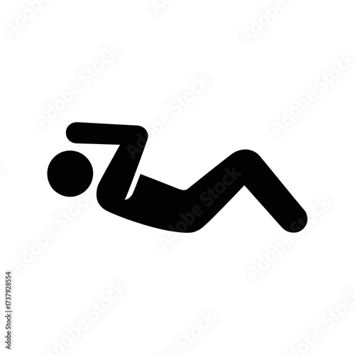 Stick figure doing situps for core strength and abdominal exercise in a fitness routine