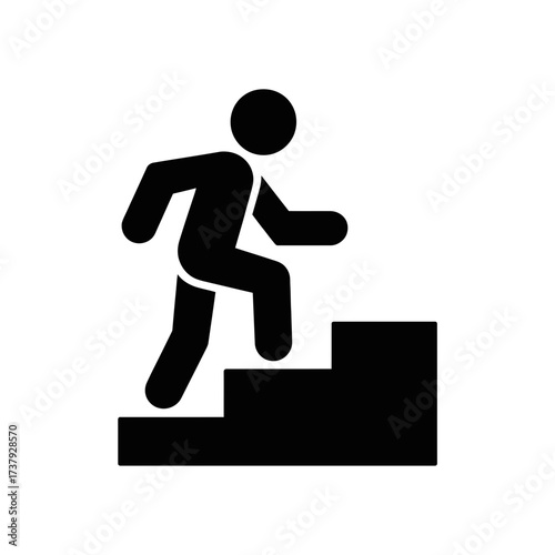 Person climbing stairs symbol of progress, achievement, career advancement, or overcoming challenges